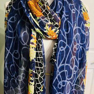 Vintage Artistic Pattern Scarf — Abstract Florals and Geometry